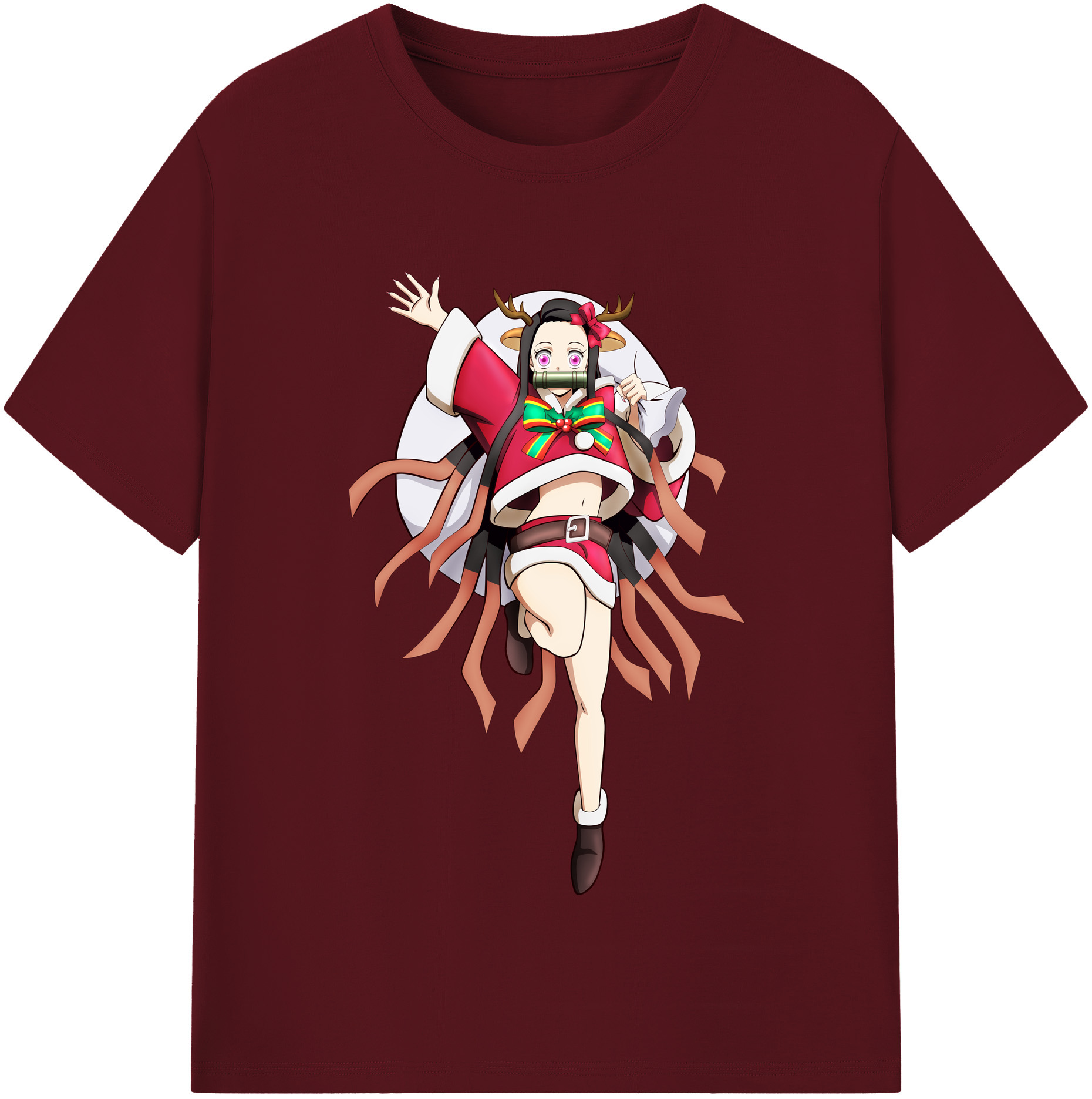 （画像用） 鬼滅の刃（きめつのやいば）竈門 禰󠄀豆子／かまど ねずこ Kamado Nezuko 綿100％半袖Tシャツ（フロントプリント）